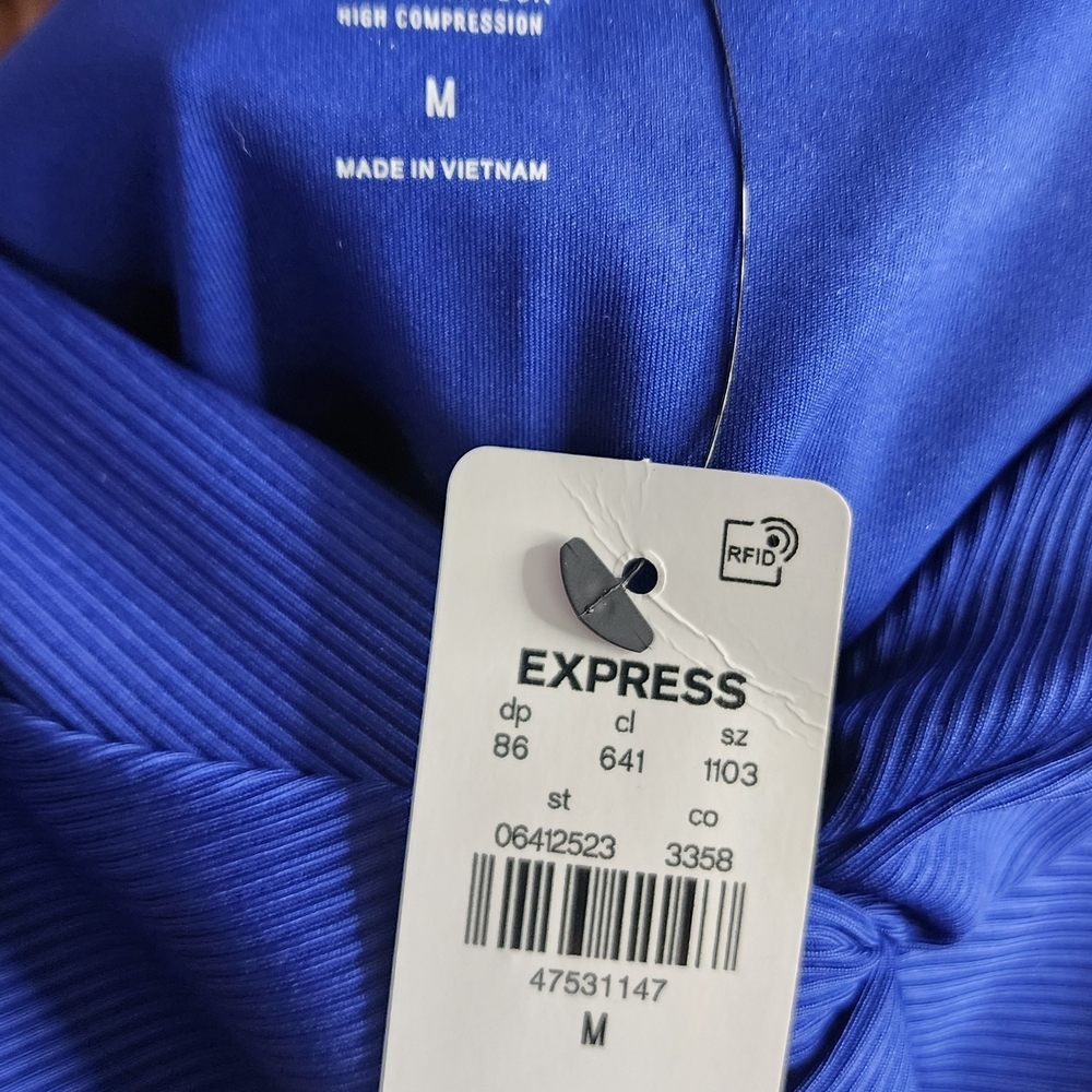 Express Vibrant Blue Ribbed Top - Picture 5 of 5